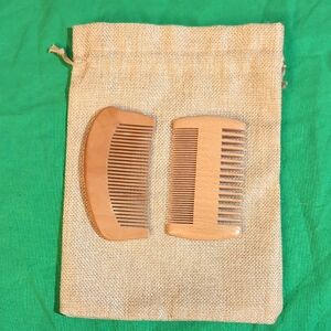 Bamboo Wooden Beard Comb Set with Bag New